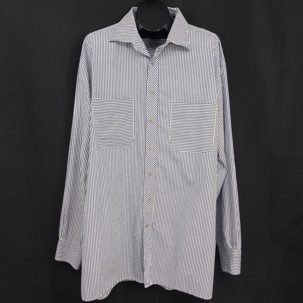 Vtg Alexander Julian Striped Button Up Shirt Italian Cotton Preppy 2XLarge Tall
